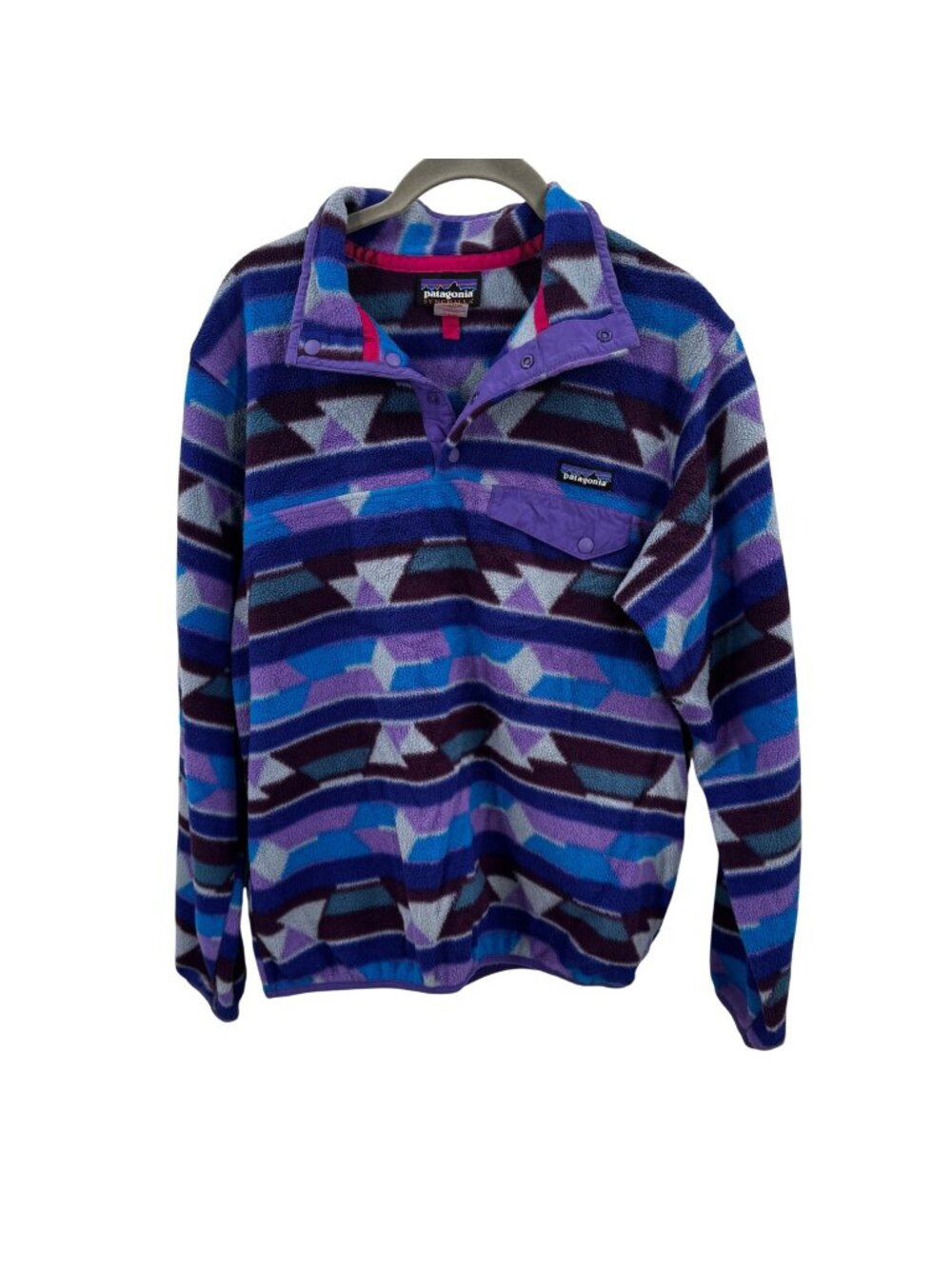 Patagonia Synchilla Womens Aztec Pattern Fleece Pullover Purple/Blue Medium